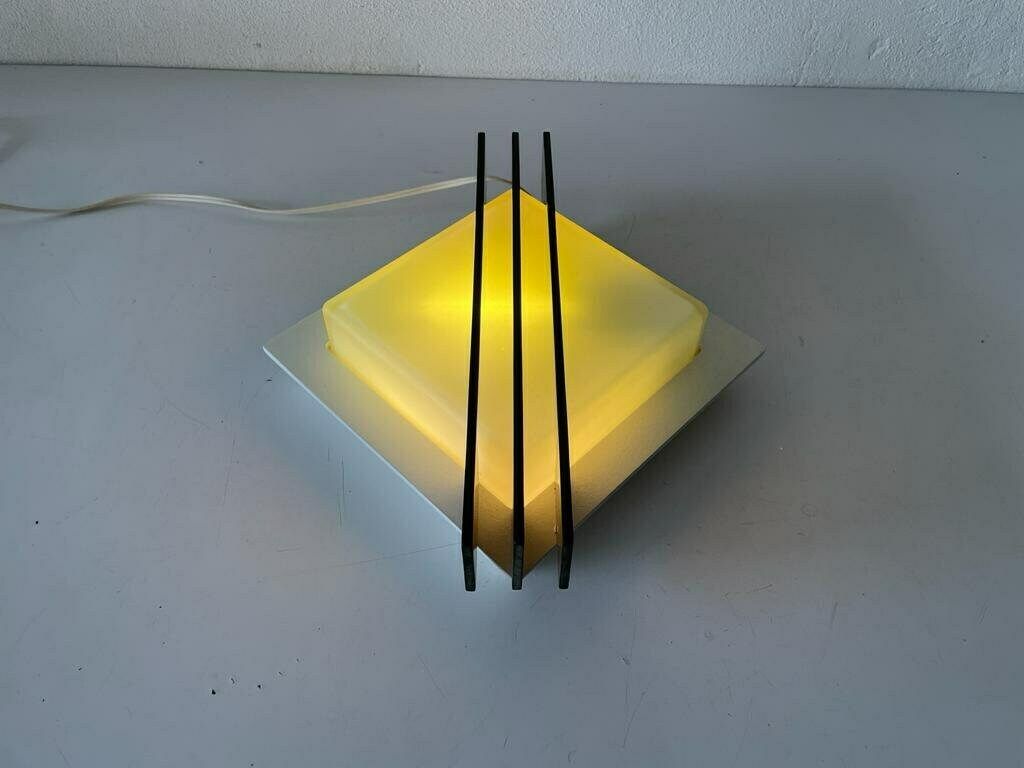 Rare Square Design Black Metal And Glass Pair Of Flush Mounts Or Sconces By Bega, 1960s, Germany photo 1541.32