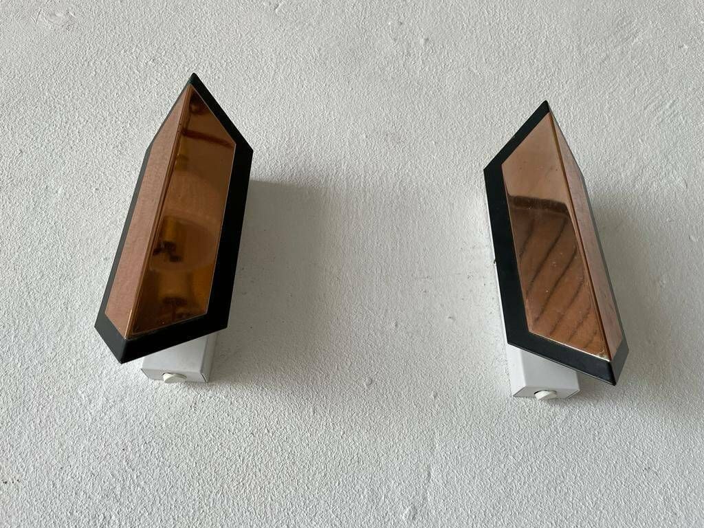 Copper Coloured Geometric Design French Pair Of Sconces, 1950s, France photo 879.16