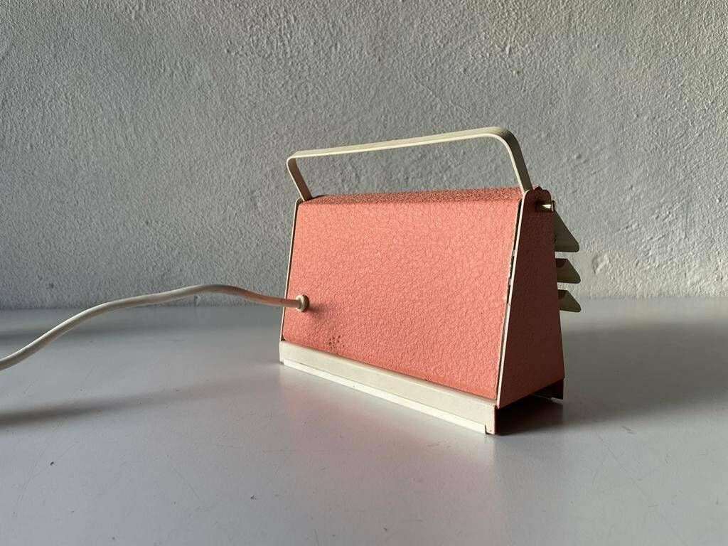 photo furniture 50s Very Rare Mid Century Pink Metal Table Lamp With Handle, 1950s, Germany