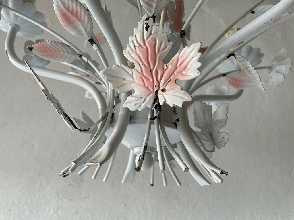 photo furniture White And Pink Metal Bouquet Design Florentine Chandelier By Hans Kögl, 1970s, Germany