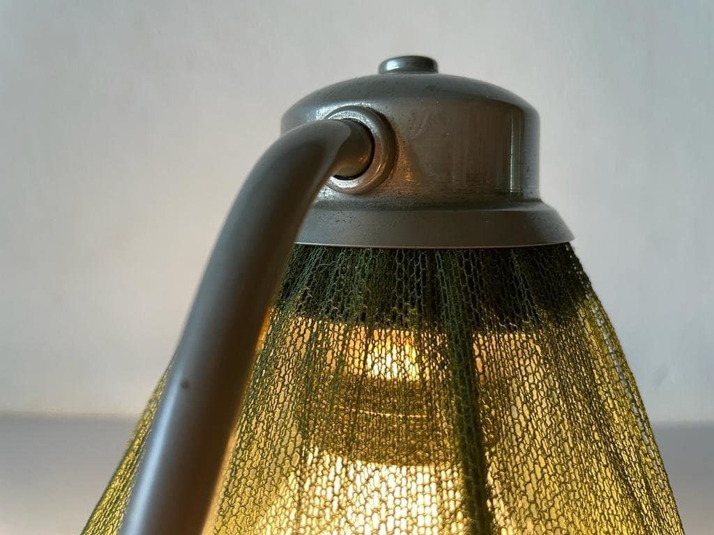 photo furniture Art Deco Rare Green Fabric Shade Single Bedside Lamp, 1940s, Germany