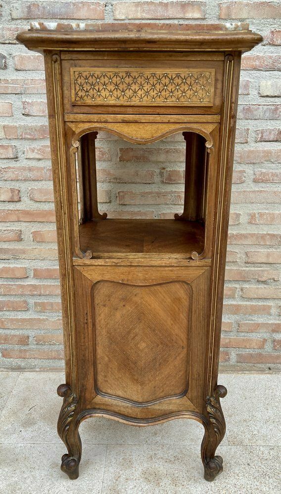 Spanish Louis XVI Style Wood & Red Marble Nightstands, 1920s, Set Of 2 photo furniture
