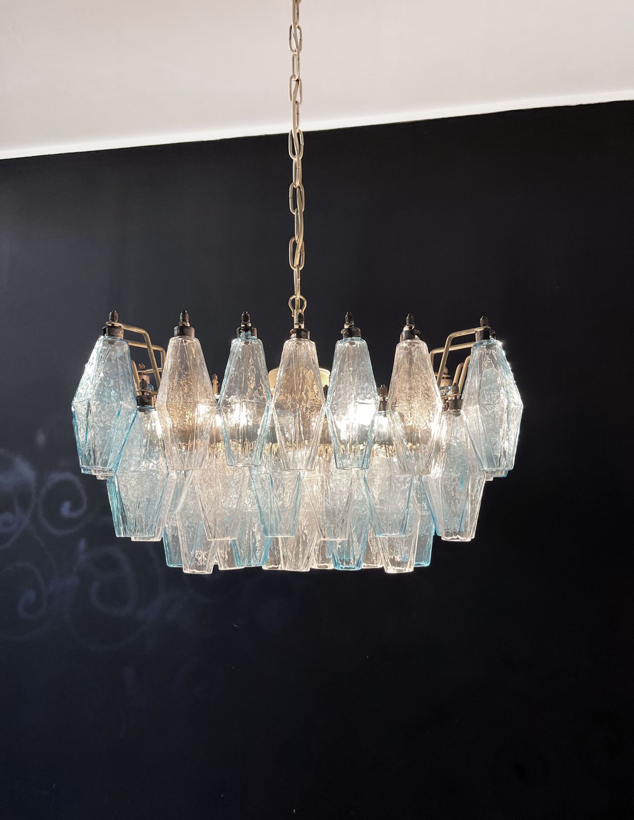 Elegant Murano Poliedri Chandelier   Carlo Scarpa photo Lighting