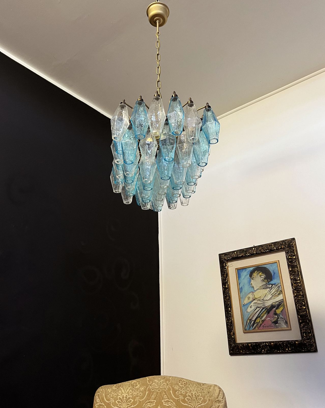photo for sale Elegant Murano Poliedri Chandelier   Carlo Scarpa