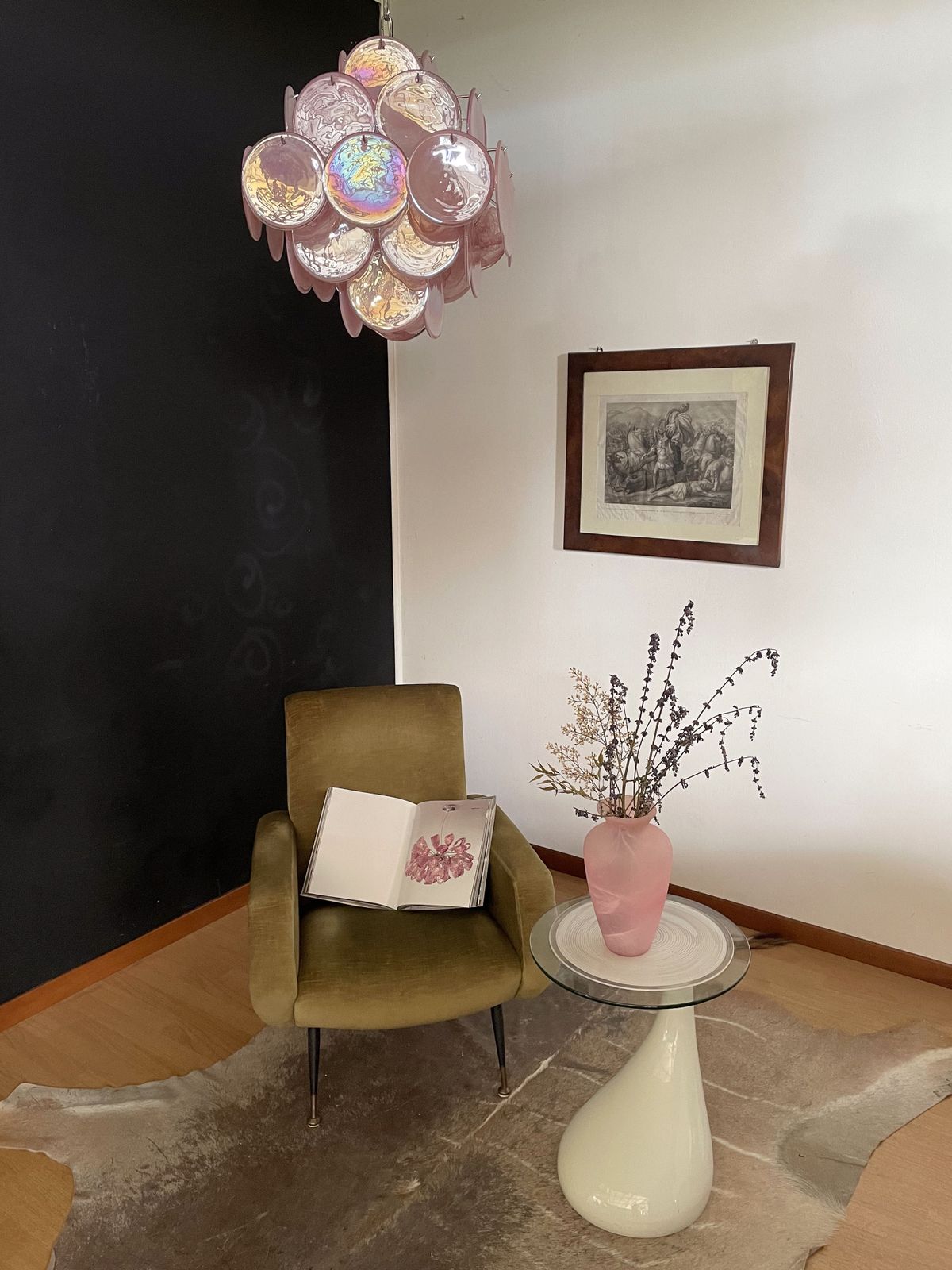 Vintage Italian Murano Chandelier   36 Pink Disks photo furniture