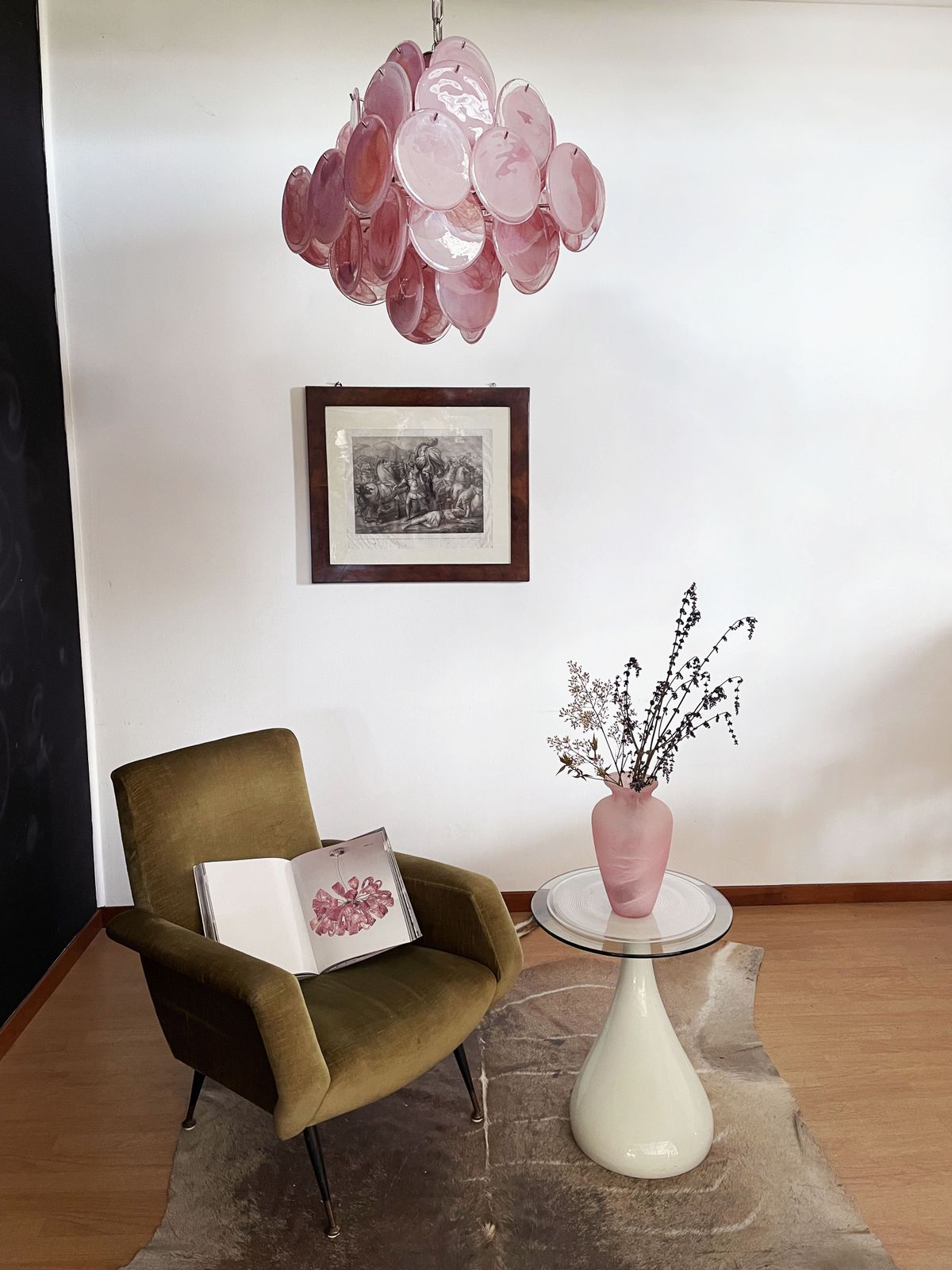 Vintage Italian Murano Chandelier   36 Pink Disks photo vintage