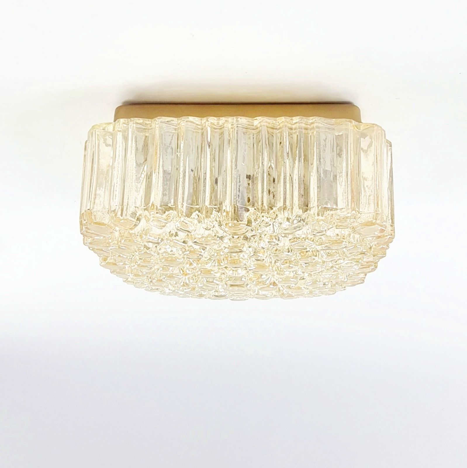 Mid Century Amber Glass Flush Mount/Ceiling Lamp By Helena Tynell For Limburg, Germany, 1970s photo 280.0