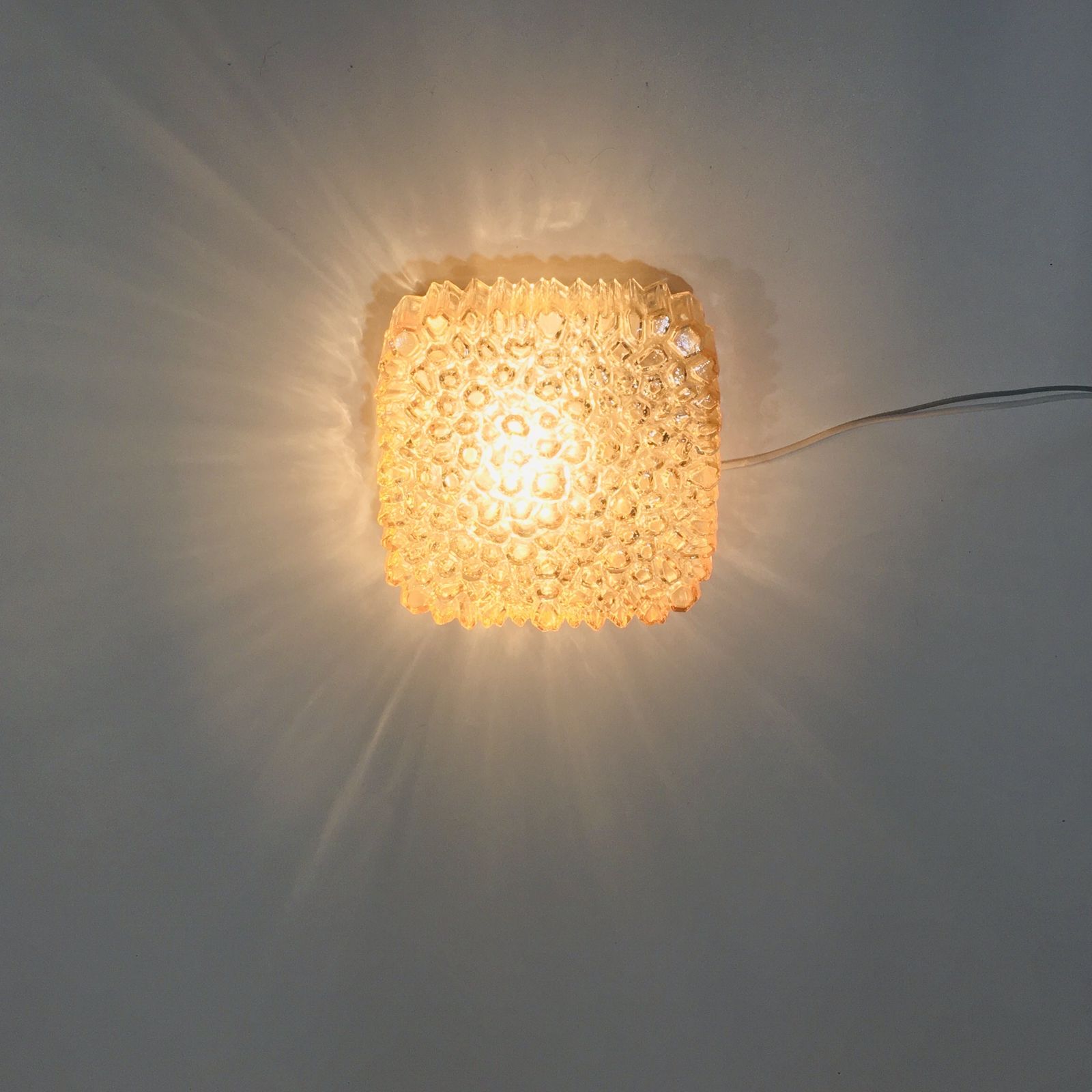 Mid Century Amber Glazen Plafondlamp Van Helena Tynell Voor Limburg, Duitsland, Jaren 1970 photo vintage