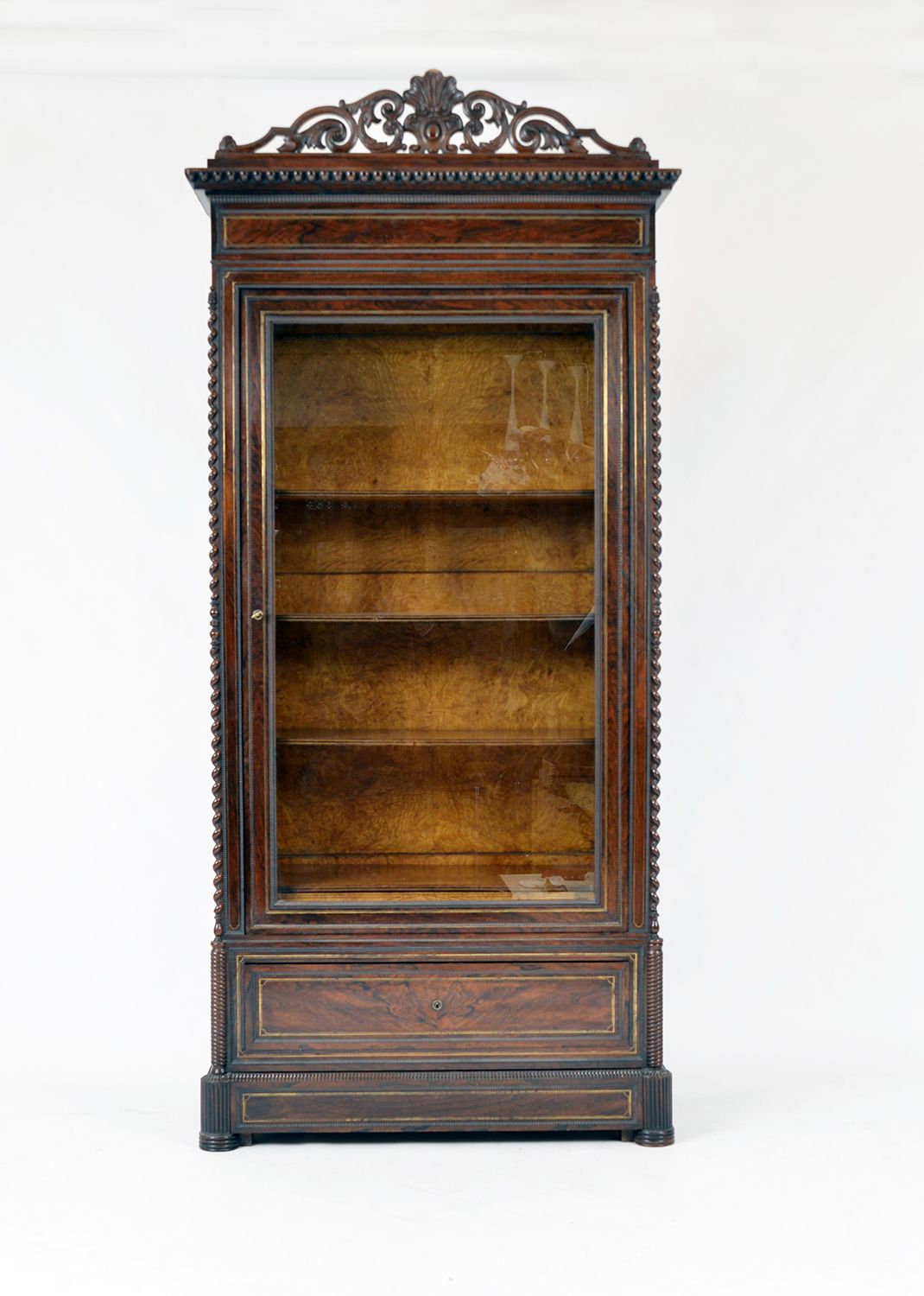 19th Century Louis XVI Style French Vitrine Display Cabinet Bookcase Rosewood Satin Birch Boxwood London Plane photo furniture