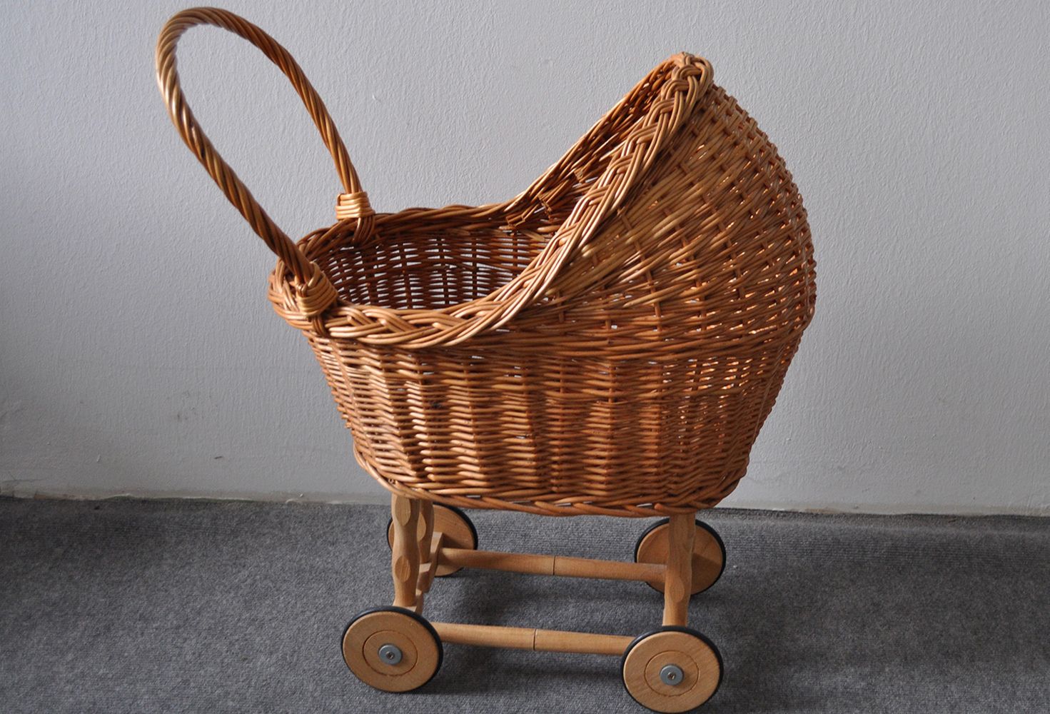 Wicker Toy Pram, 1900s, Antique