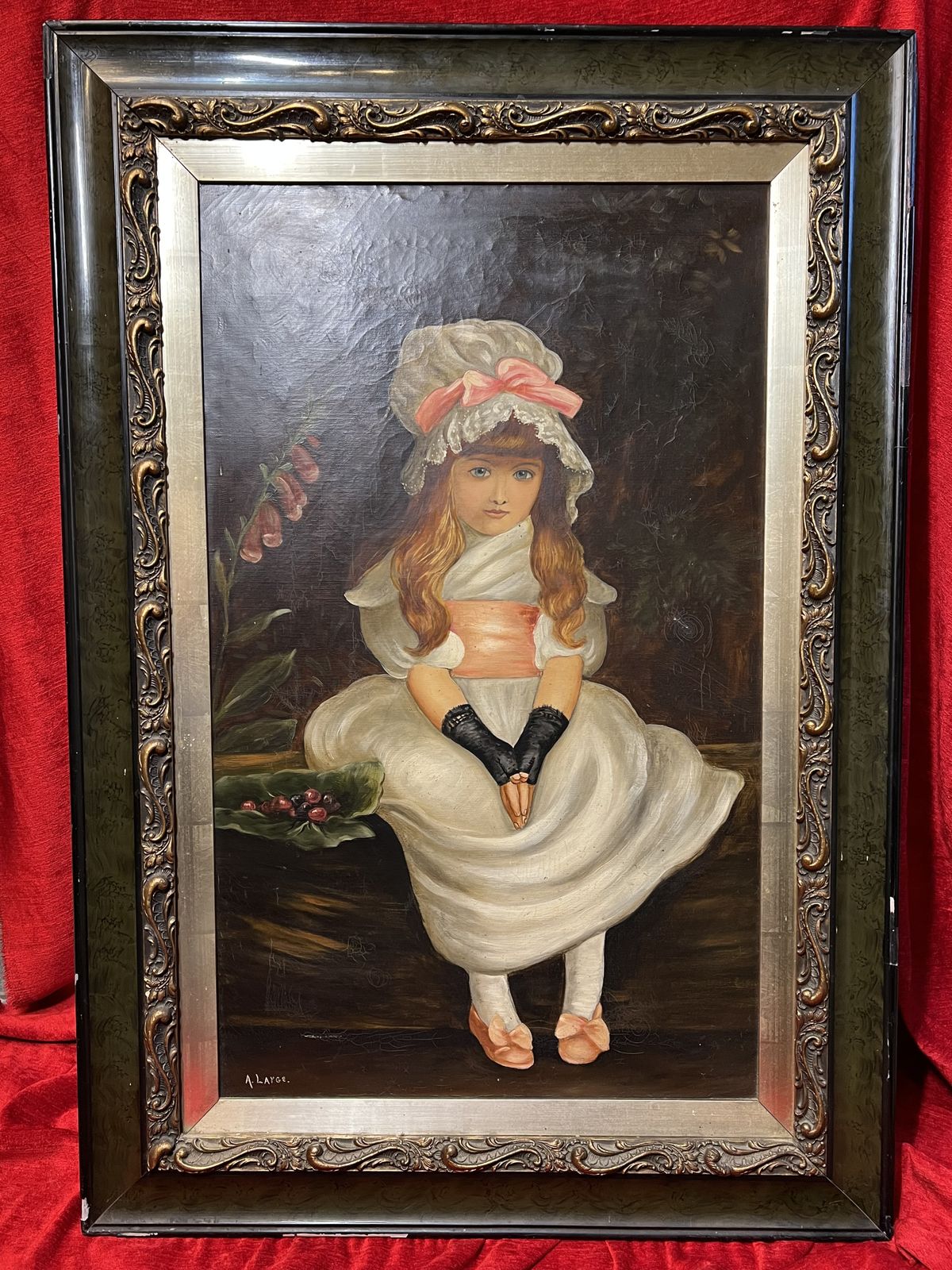 photo furniture 19th Century English School After Sir John Everett Millais 'Cherry Ripe' Oil Painting In Gilt Wood Frame