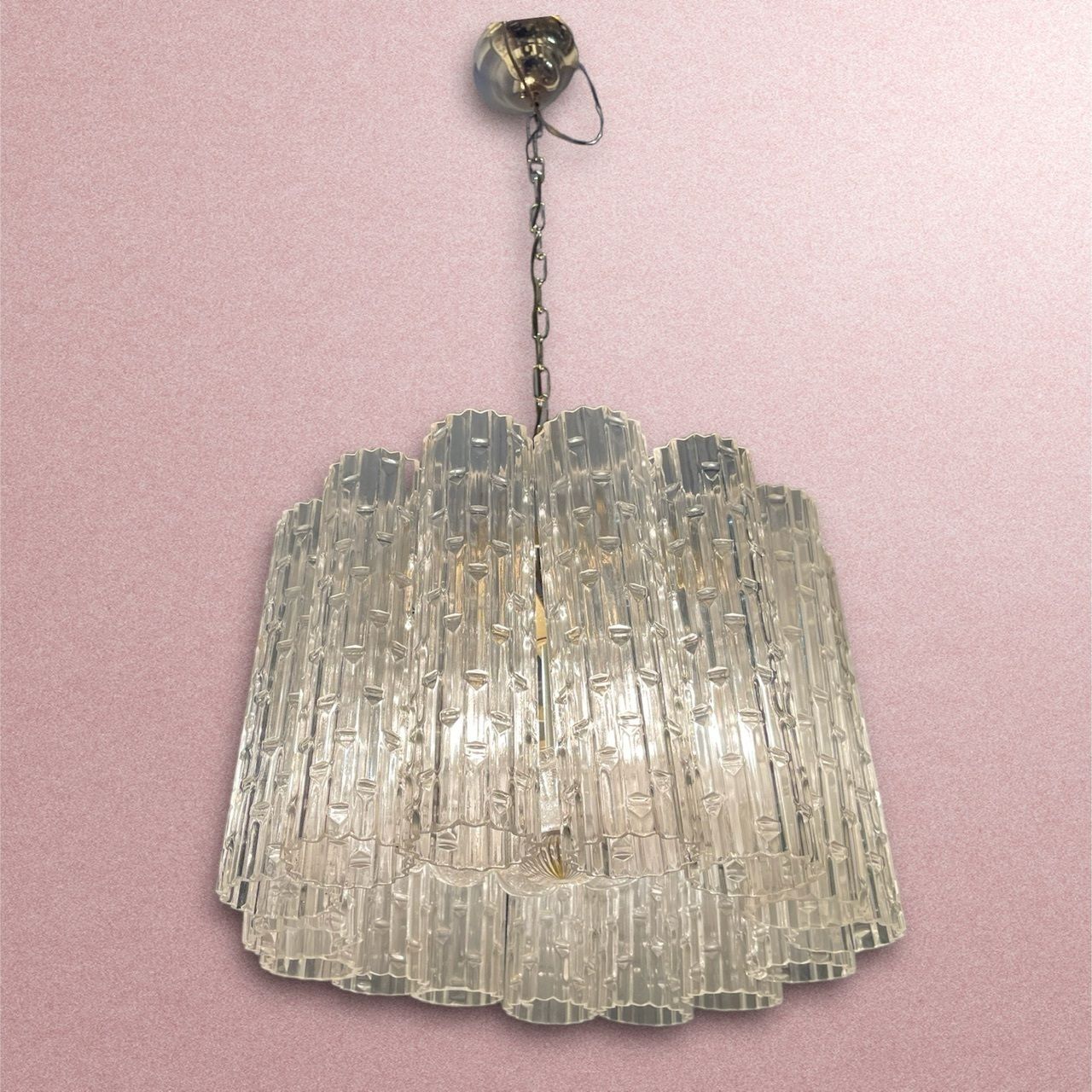 Murano Glass Tube Chandelier By Venini photo Lighting