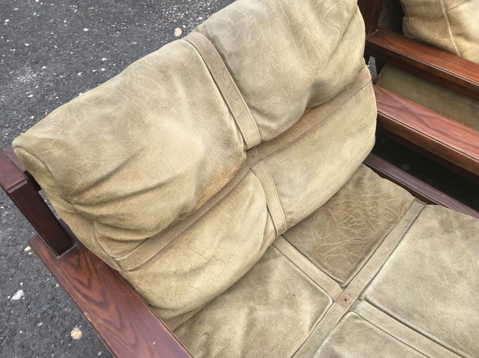 Wood & Leather Armchairs With Pouf, Set Of 4 photo buy