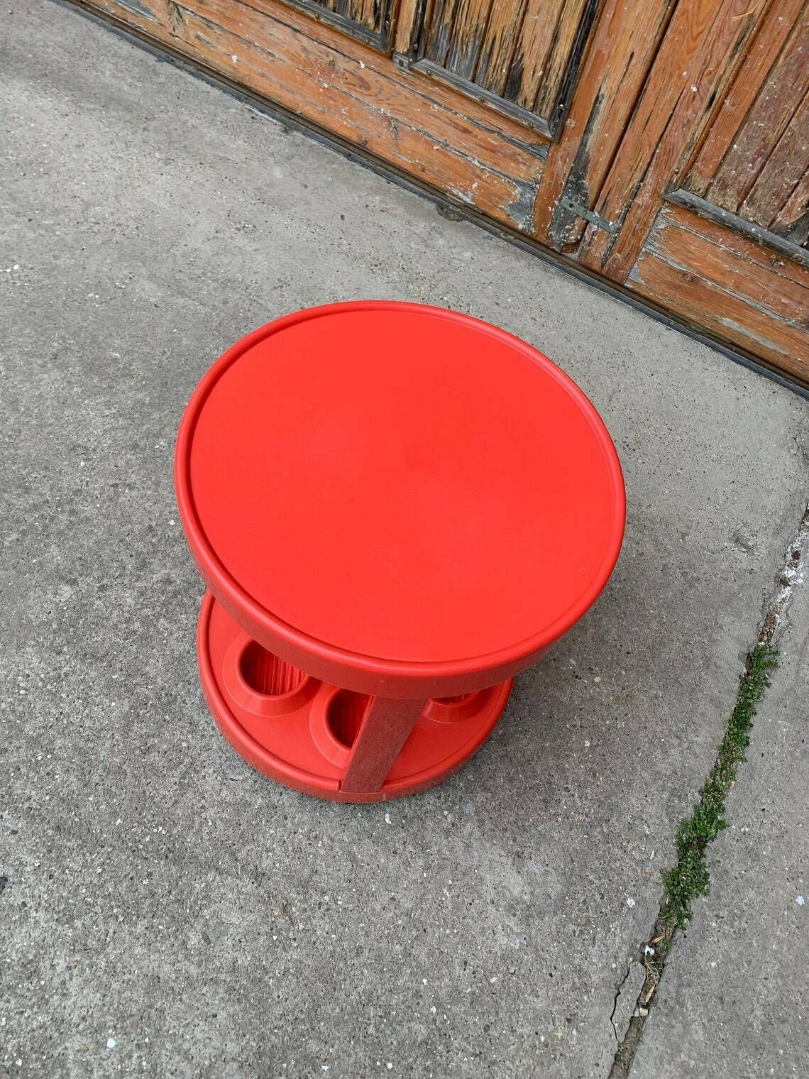 Mid Century Italian Bar Cart In Red Plastic, 1970s photo furniture