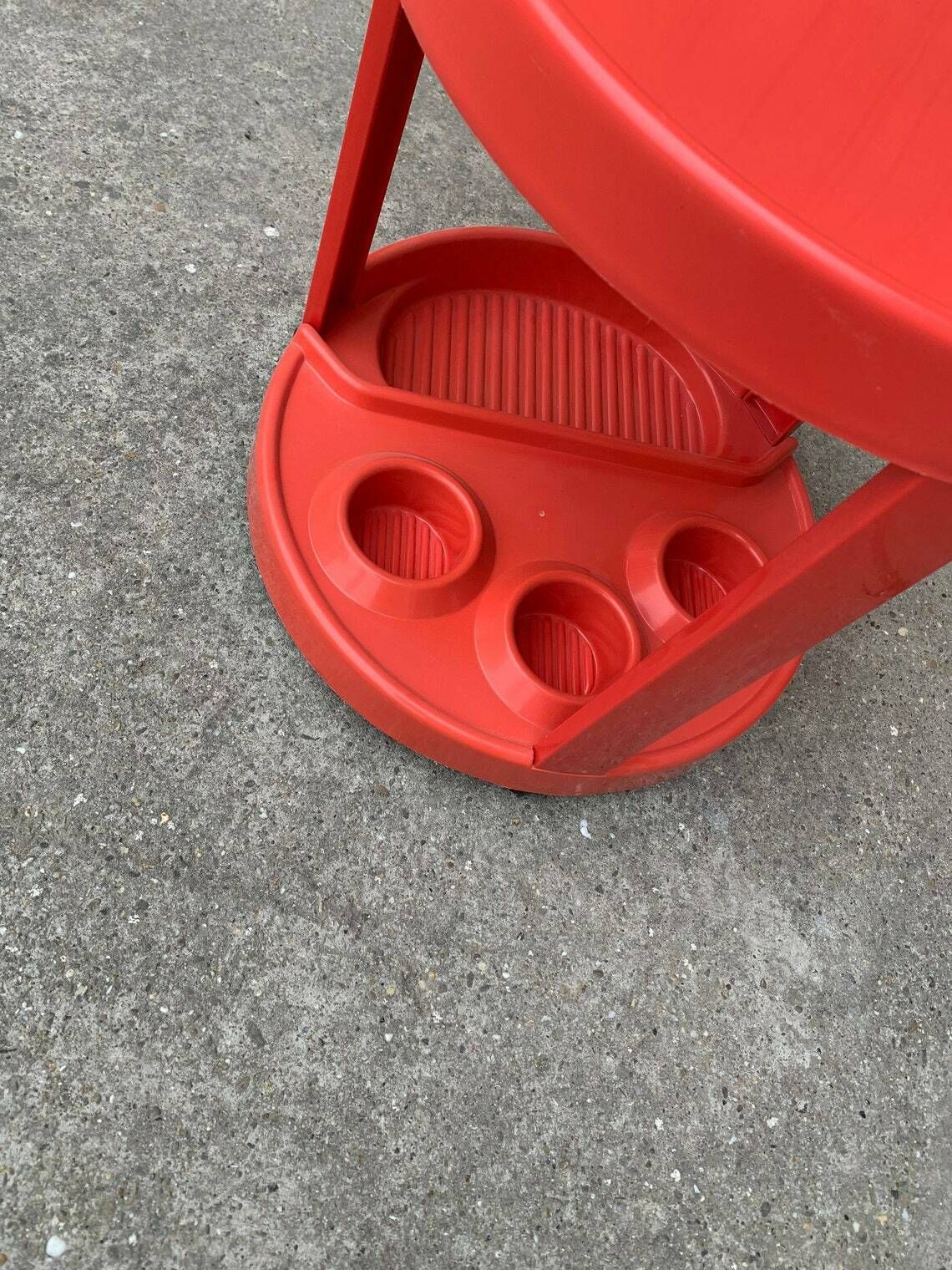 Mid Century Italian Bar Cart In Red Plastic, 1970s photo Furniture