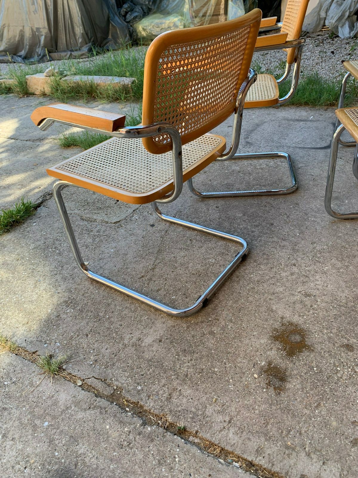 Mid Century Cantilever Chairs Set Of 4 / Marcel Breuer B64 Italian Armchairs / Made In Italy photo 3045.0