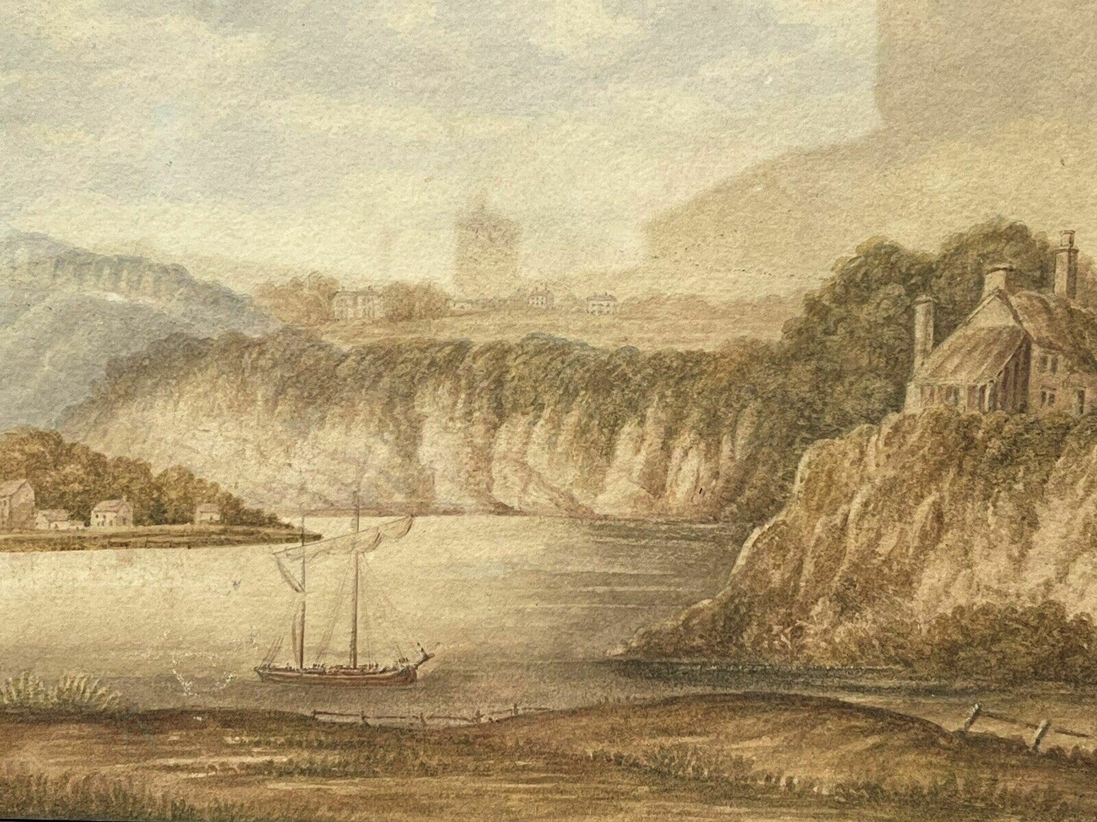 Framed Maritime Watercolour. Circa 1830 F.Rawlins. Somerset photo for sale