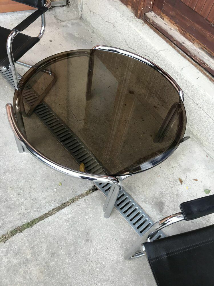 Mid Century Chrome Tubular Coffee Table With Chairs, 1960s, Set Of 3 photo buy
