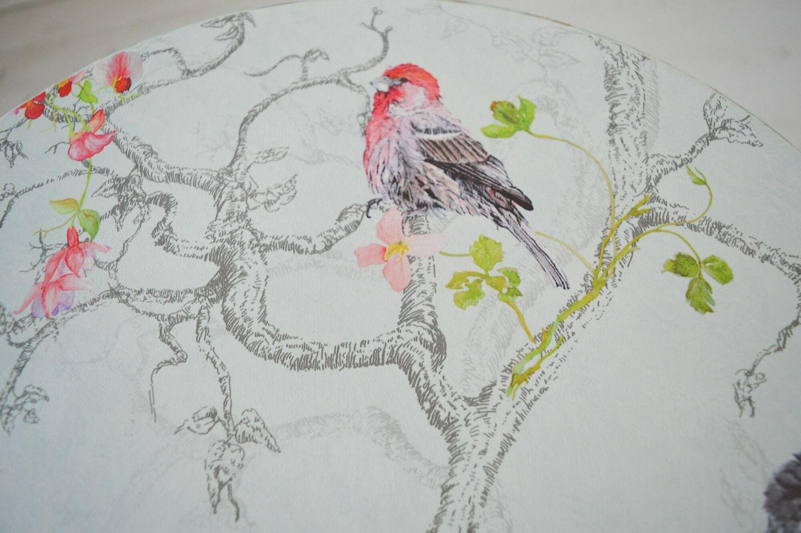 One Of A Kind Whimsical Bird Table, Hand Painted Decoupage Side Table, Wooden End Table, Side End Table, Shabby Chic Table photo buy