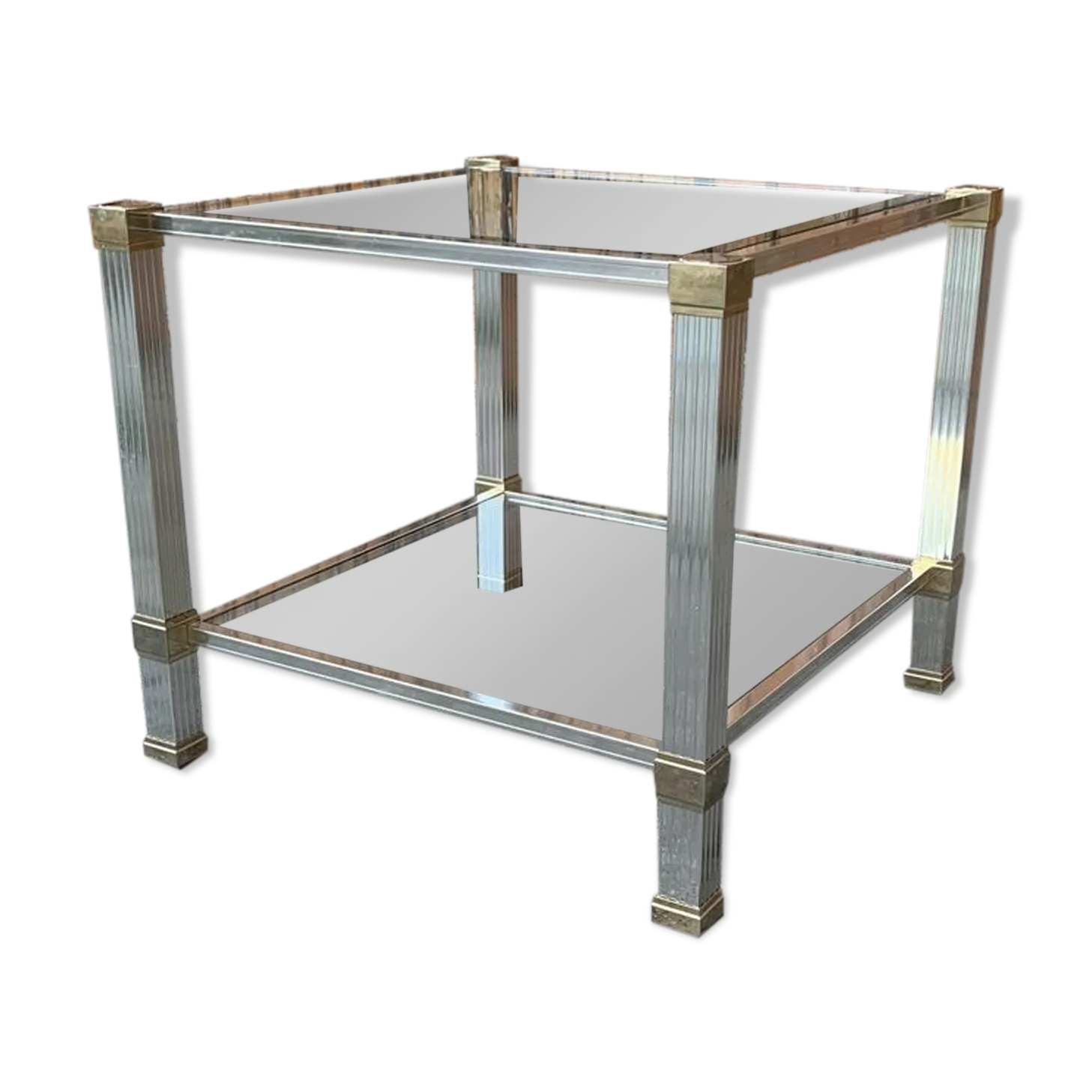 Vintage Brass And Chrome Coffee Table By Pierre Vandel, Paris, 1970s
