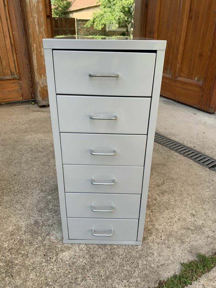 Industrial Grey Metal Chest Of Drawers, 1980s photo Furniture