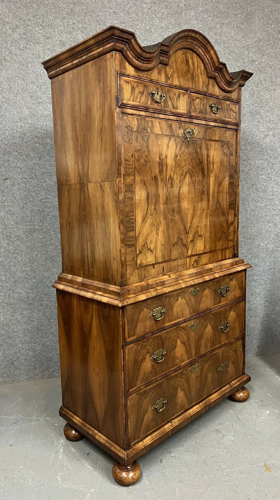 An Unusual William And Mary Period Figured Walnut Escritoire photo for sale