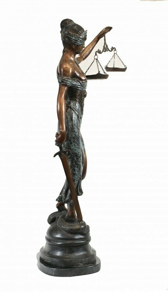 Bronze Statue Lady Justice Casting Legal Scales photo vintage
