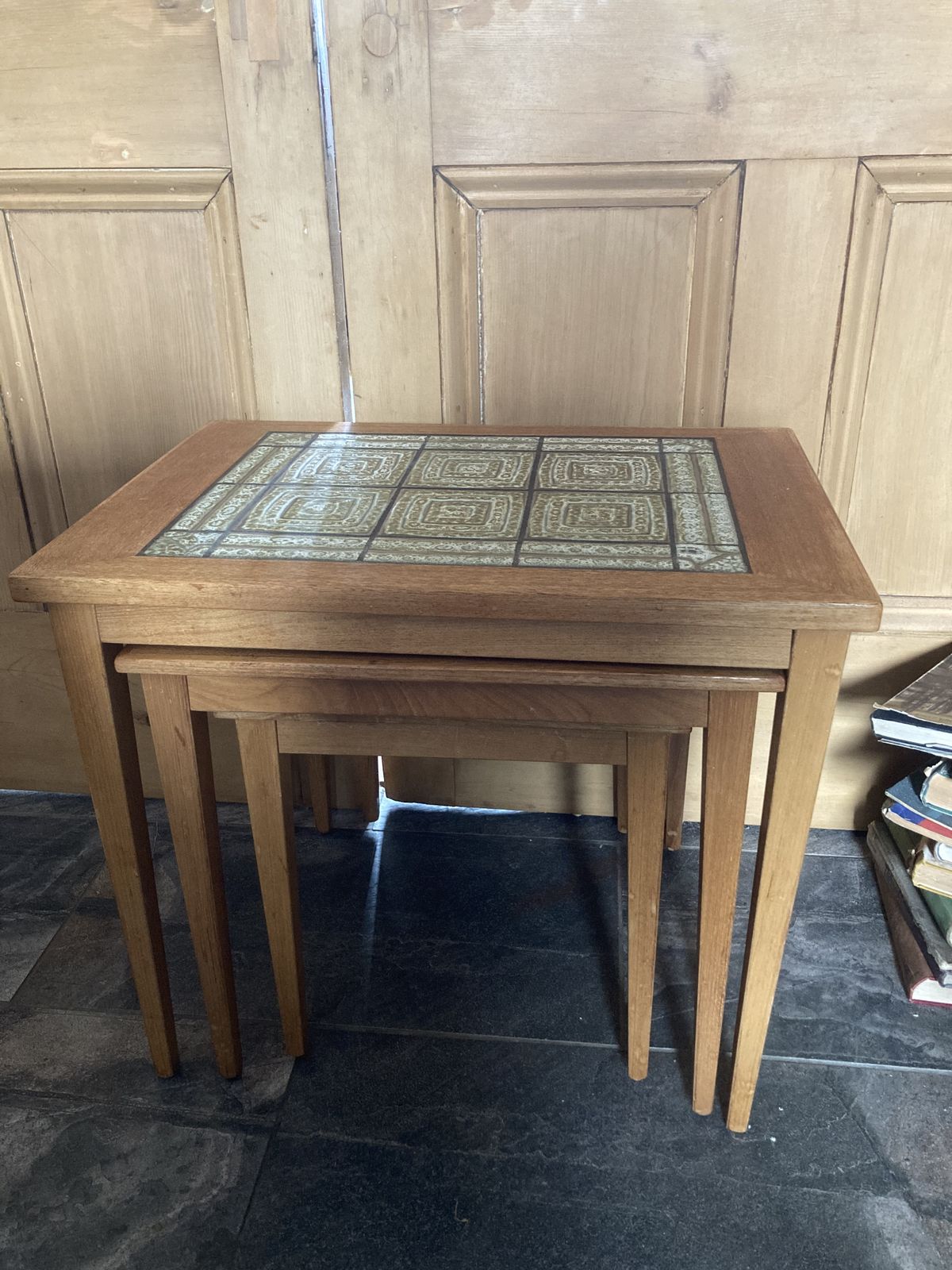 1960s Kvalitet Danish Teak Nest Of Tables With Tiled Top photo vinterior