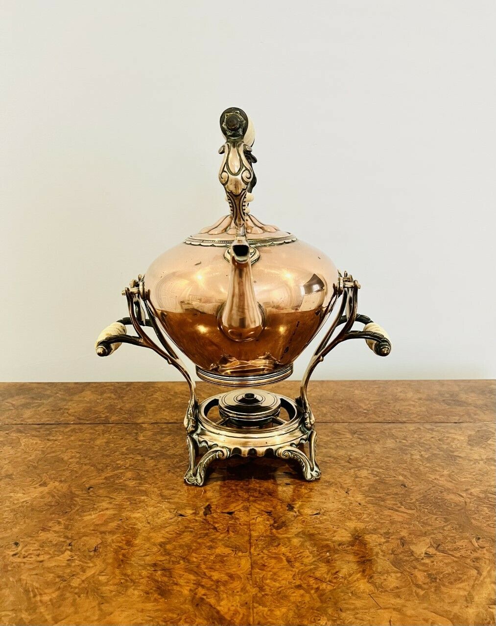 Unusual Victorian Quality Copper Kettle On A Stand photo Home Decor