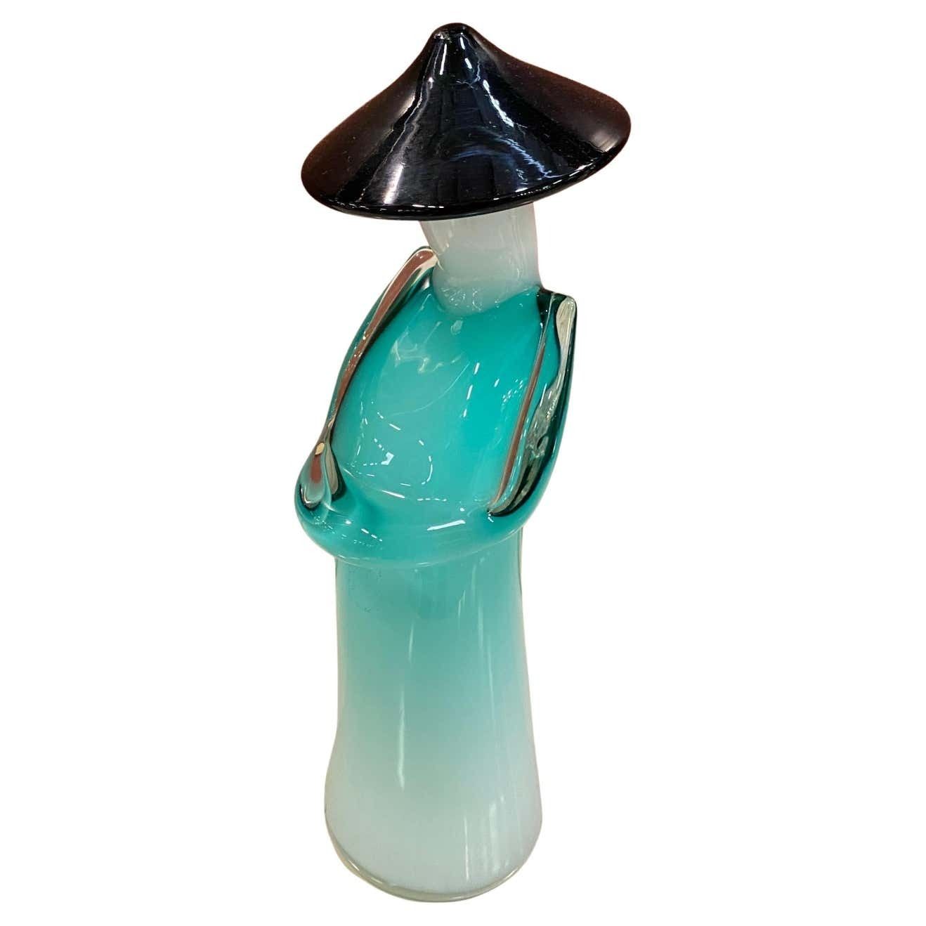 1980s Seguso Attributed Modernist Murano Glass Figure Of A Chinese Man