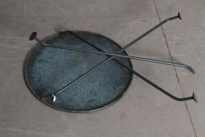 Garden Furniture Antique Round Iron Table For Outdoor / Indoor Use In The 19th Century, Original Green Lacquer. photo