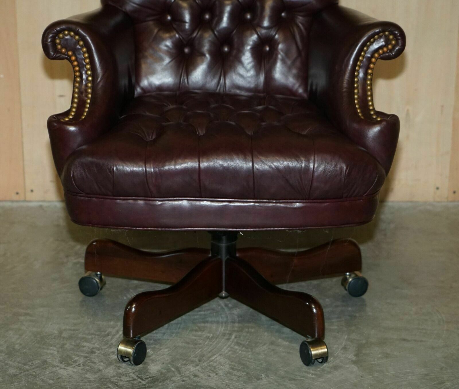 Vintage High Back Chesterfield Heritage Leather Office Captains Swivel Chair photo 2350.0
