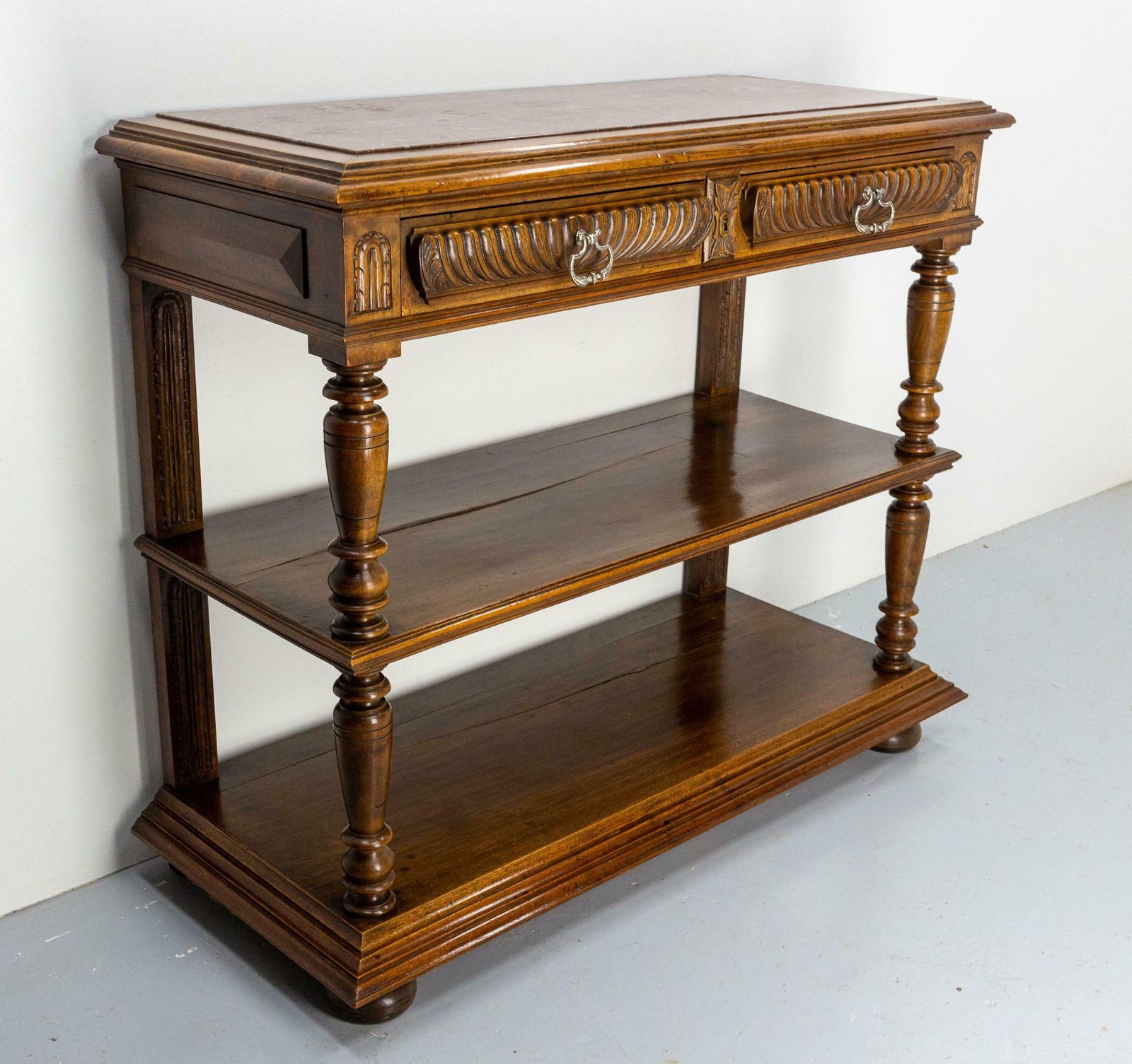 Baluster Console Or Serving Table Marble Top Louis XIII St, French, Late 19th C photo Furniture