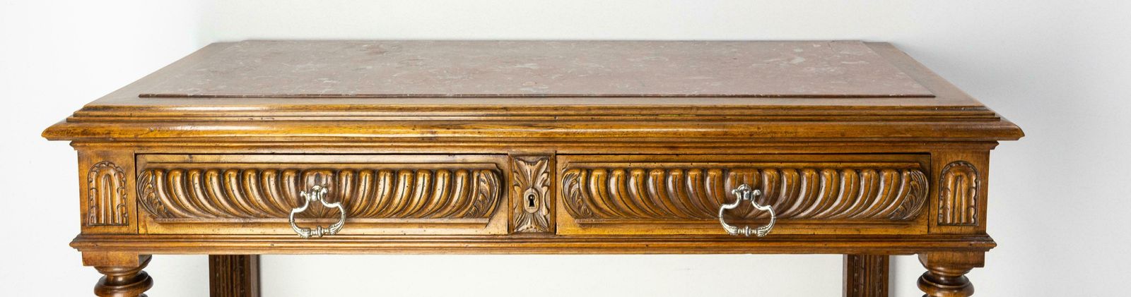 Baluster Console Or Serving Table Marble Top Louis XIII St, French, Late 19th C photo vintage