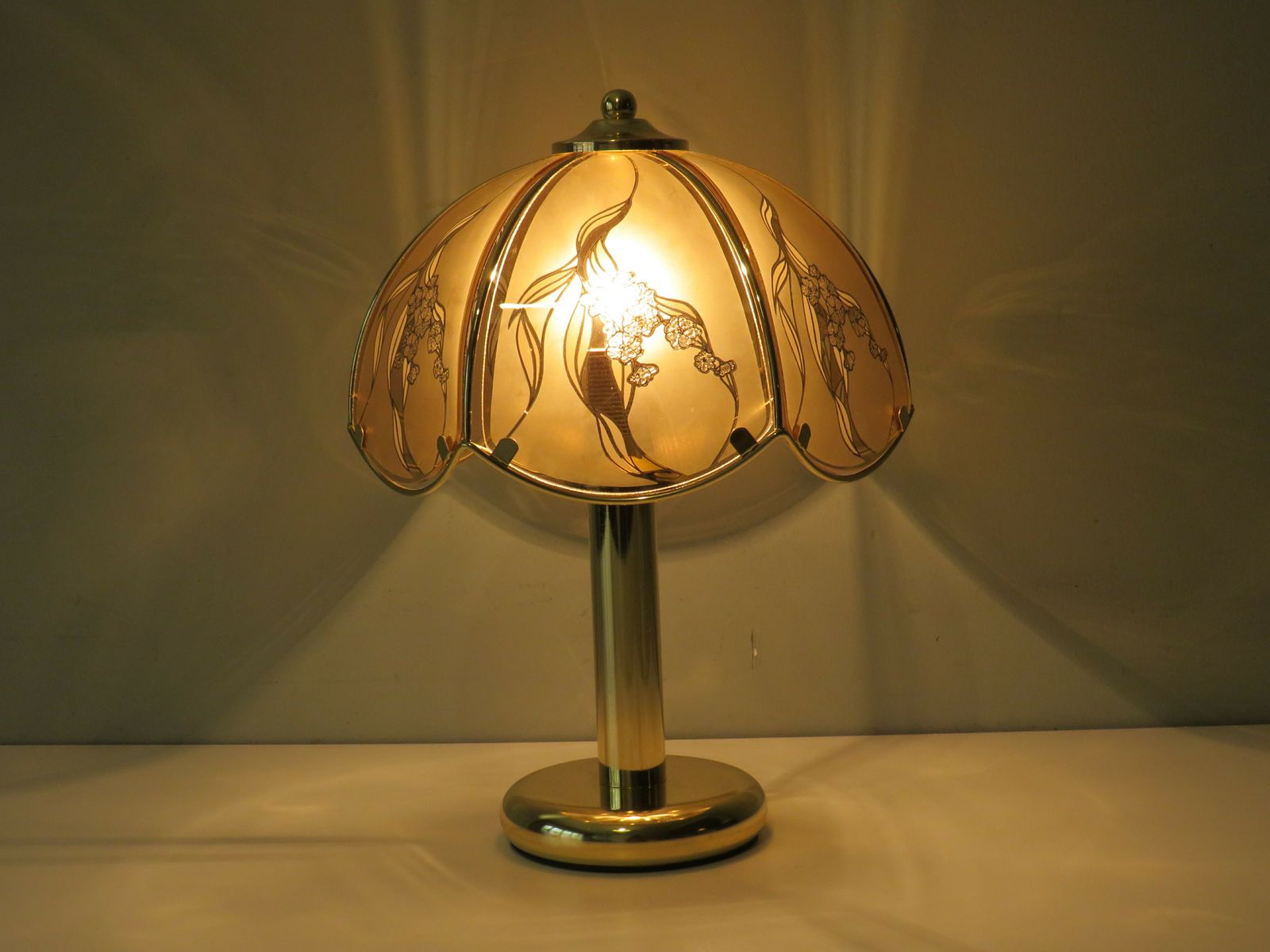Mid Century Table Lamp In Brass And Glass By Eglo Leuchten, Austria 1970 1980 photo Lighting