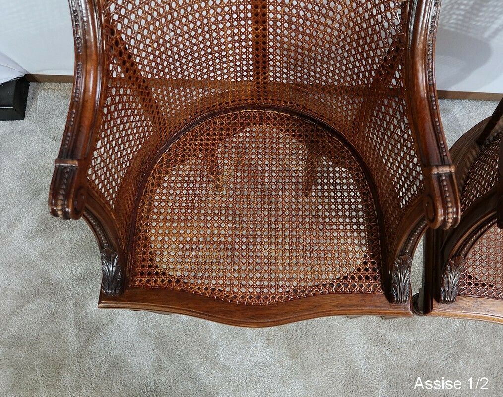 Pair Of Mahogany Armchairs, Louis XVI Style, Early 20th Century photo vintage