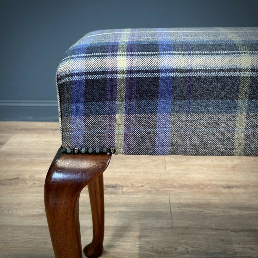 Attractive Vintage Mahogany Queen Anne, Newly Upholstered Stool photo Furniture
