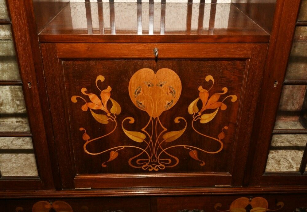 Mahogany Art Nouveau Drinks Cabinet Cocktail Server photo vintage