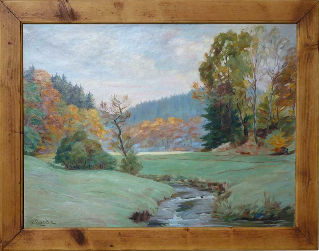 Hilly Landscape, Waldemar Runde, Oil On Canvas Painting, 1930 photo furniture