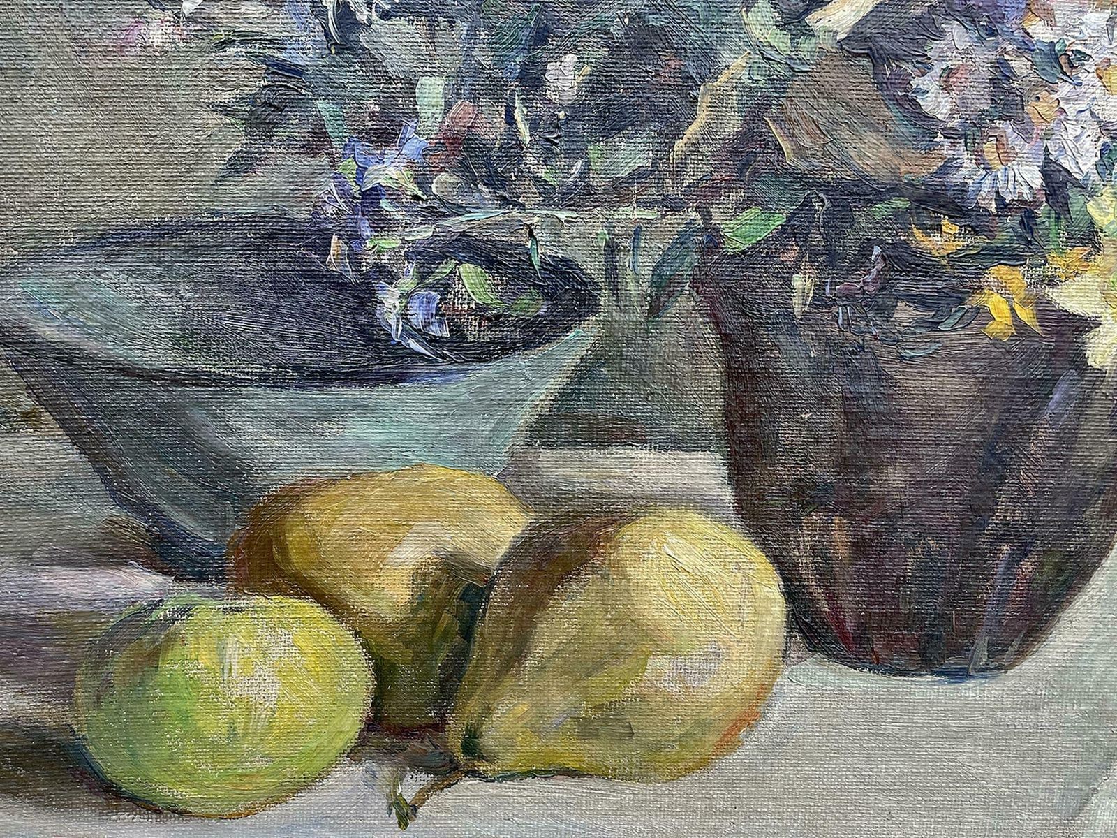 Vase Of Flowers With Fruit Oil Painting   Fitger Hermann photo furniture