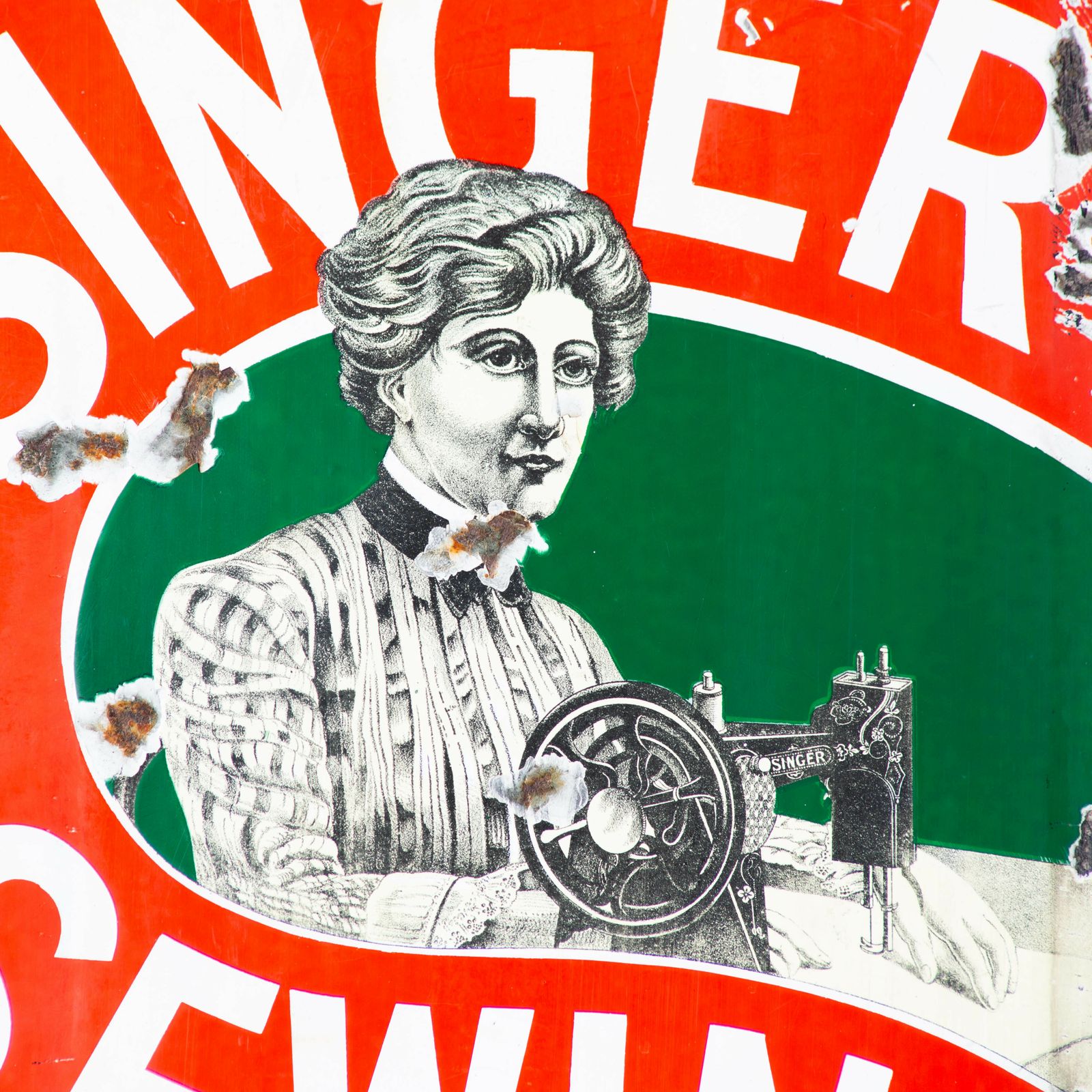 Singer Sewing Sign Singer Sewing Machines Pictorial Enamel Sign | Vinterior