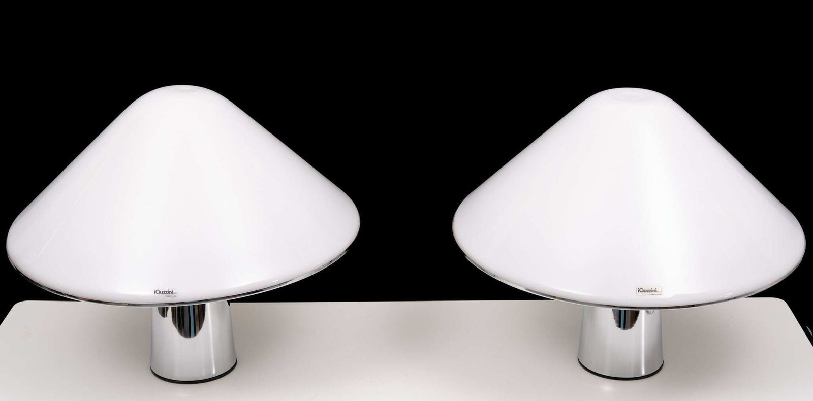 Pair Harvey Guzzini Elpis Mushroom Table Lamps 1970s Italy
