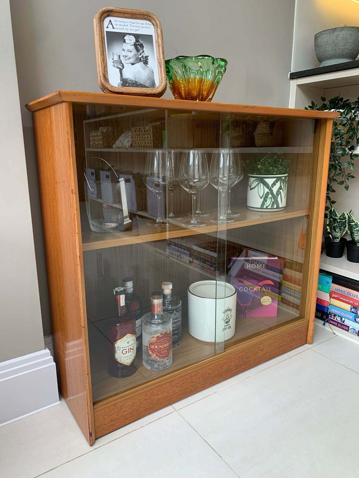 Bookcase Display/Cocktail Cabinet By Herbert E Gibbs In Golden Oak