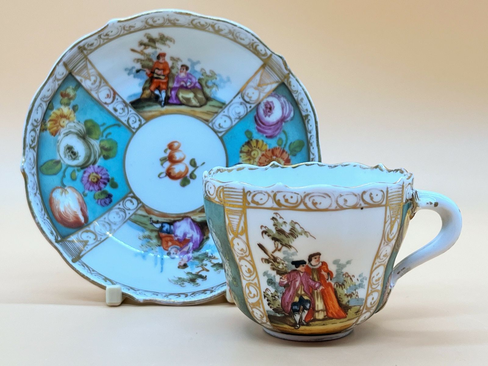 Antique Meissen Porcelain Helena Wolfsohn Watteau Scenes