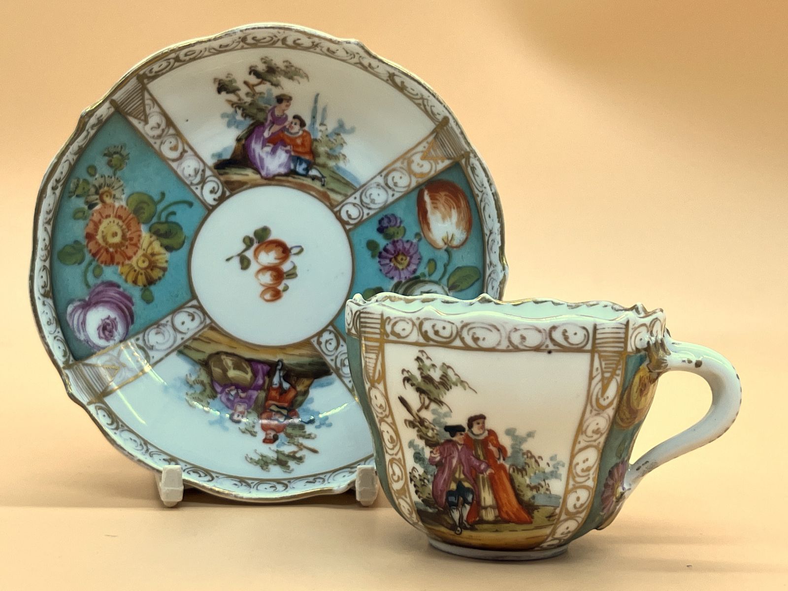 Antique Meissen Porcelain Helena Wolfsohn Watteau Scenes