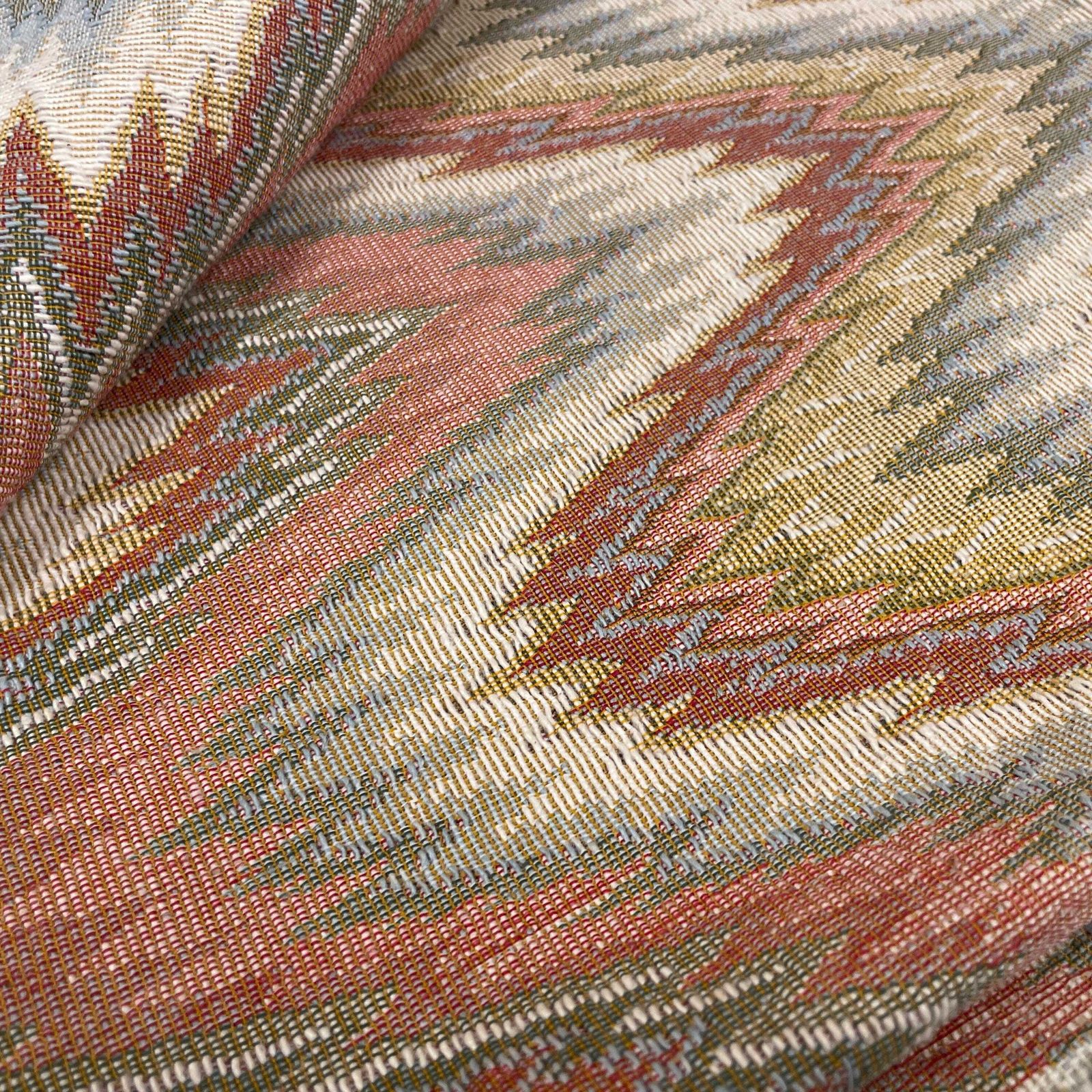 Vintage Woven Fabric 224x134cm Wavy Pattern Muted Colours Waves