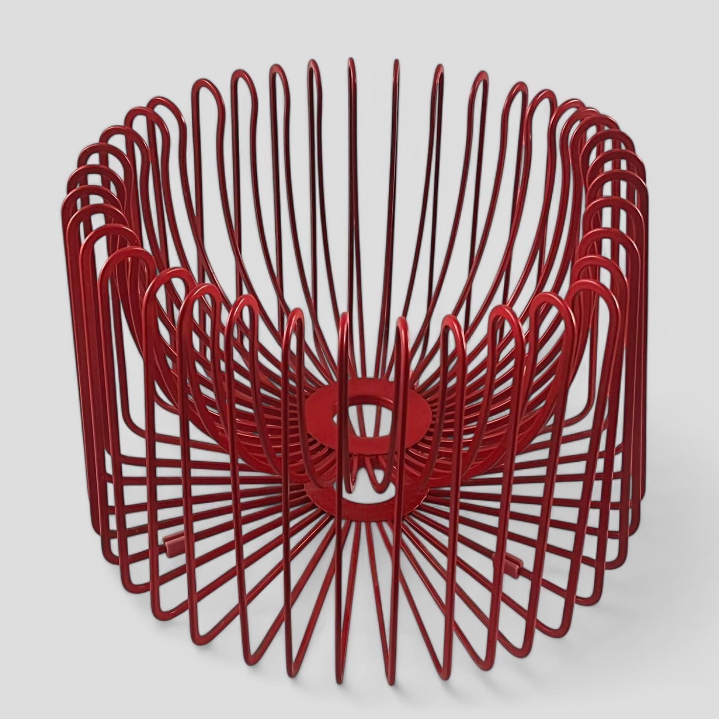 Vintage 1990's Ikea Tradig Red Wire Fruit Bowl By Ehlen Johansson