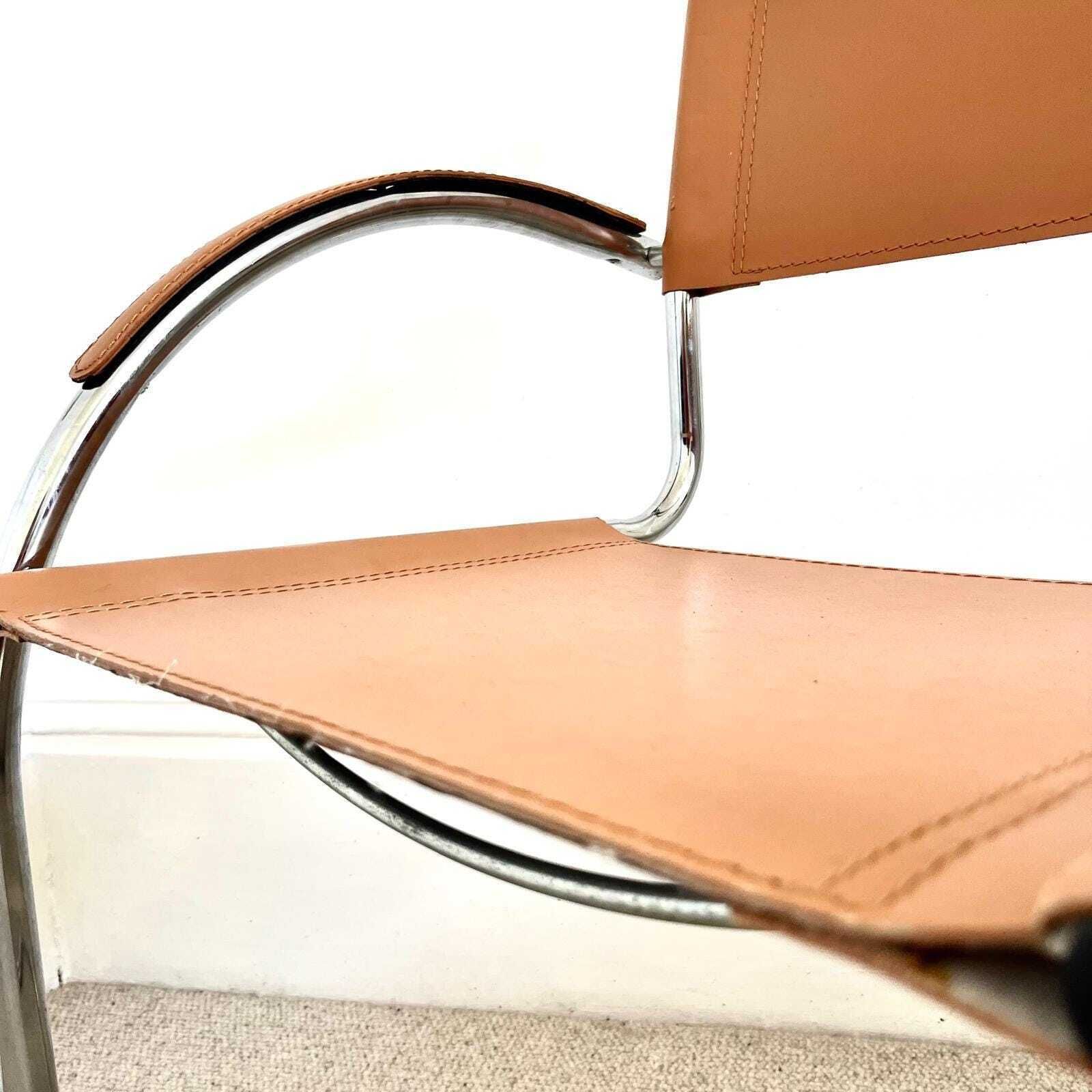 Vintage Italian Effezeta Tan Leather Cantilever Chair | Vinterior