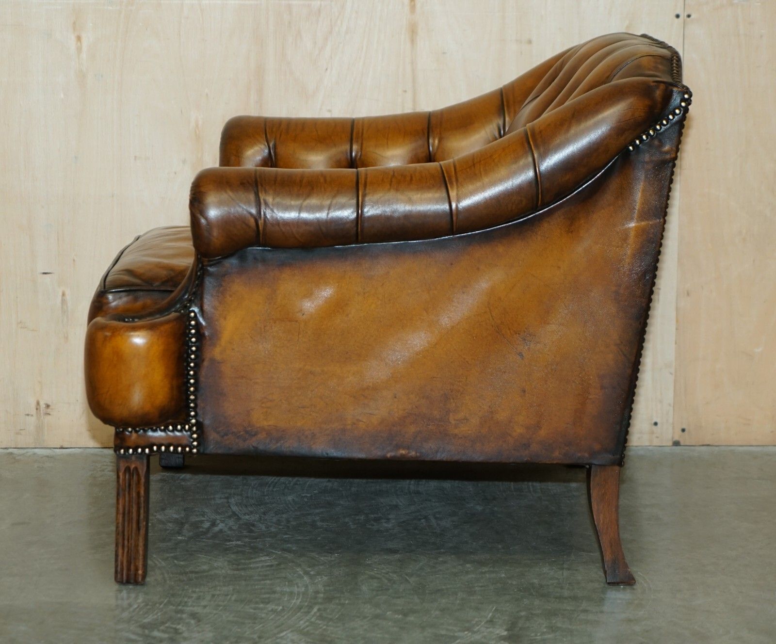Restored Pair Of Vintage Chesterfield Regency Style Brown Leather Club ...