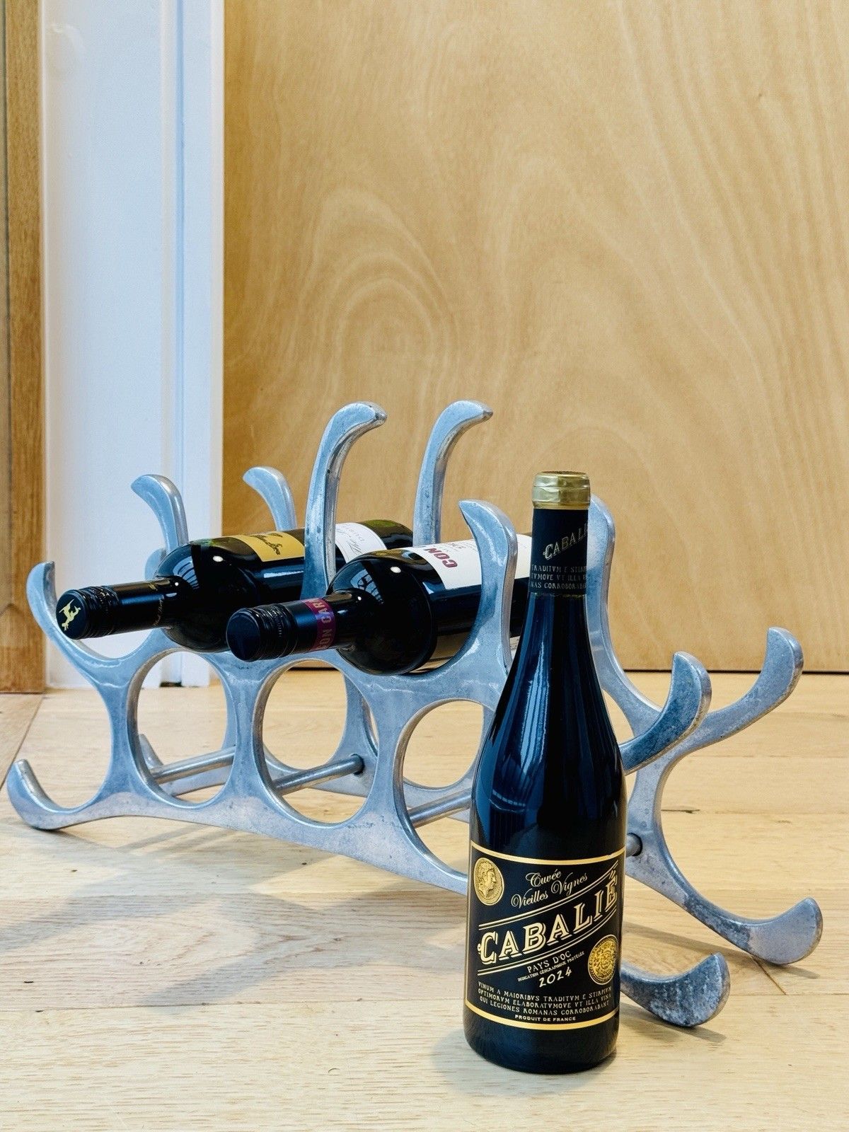 Michael Noll Style 9 Bottle Wine Rack In Polished Aluminium
